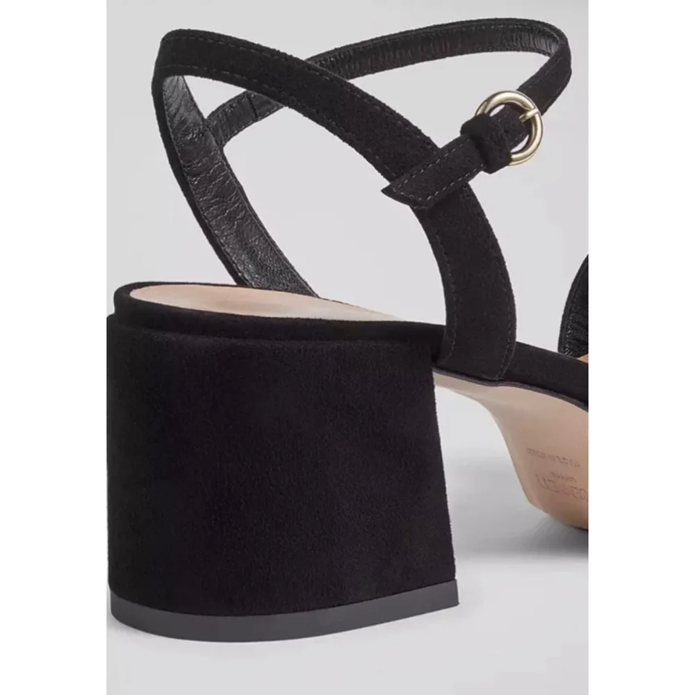 NWT Women's L.K.Bennett Amia Black Suede Low Platform Sandals 39/9